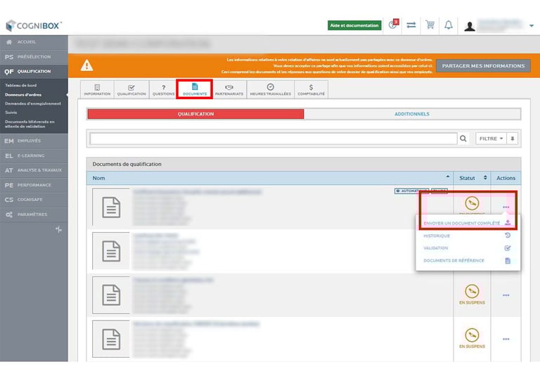Fournir les documents demandés